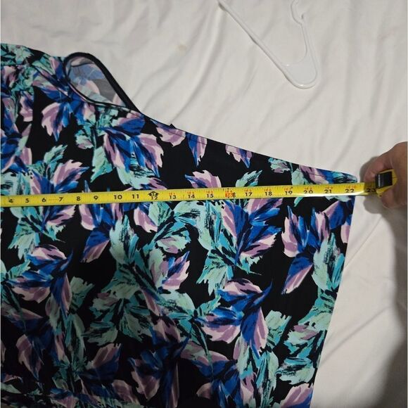 G.I.L.I. Women's Black/Floral One Shoulder Printed Knit Dress Size 1x - Picture 9 of 10